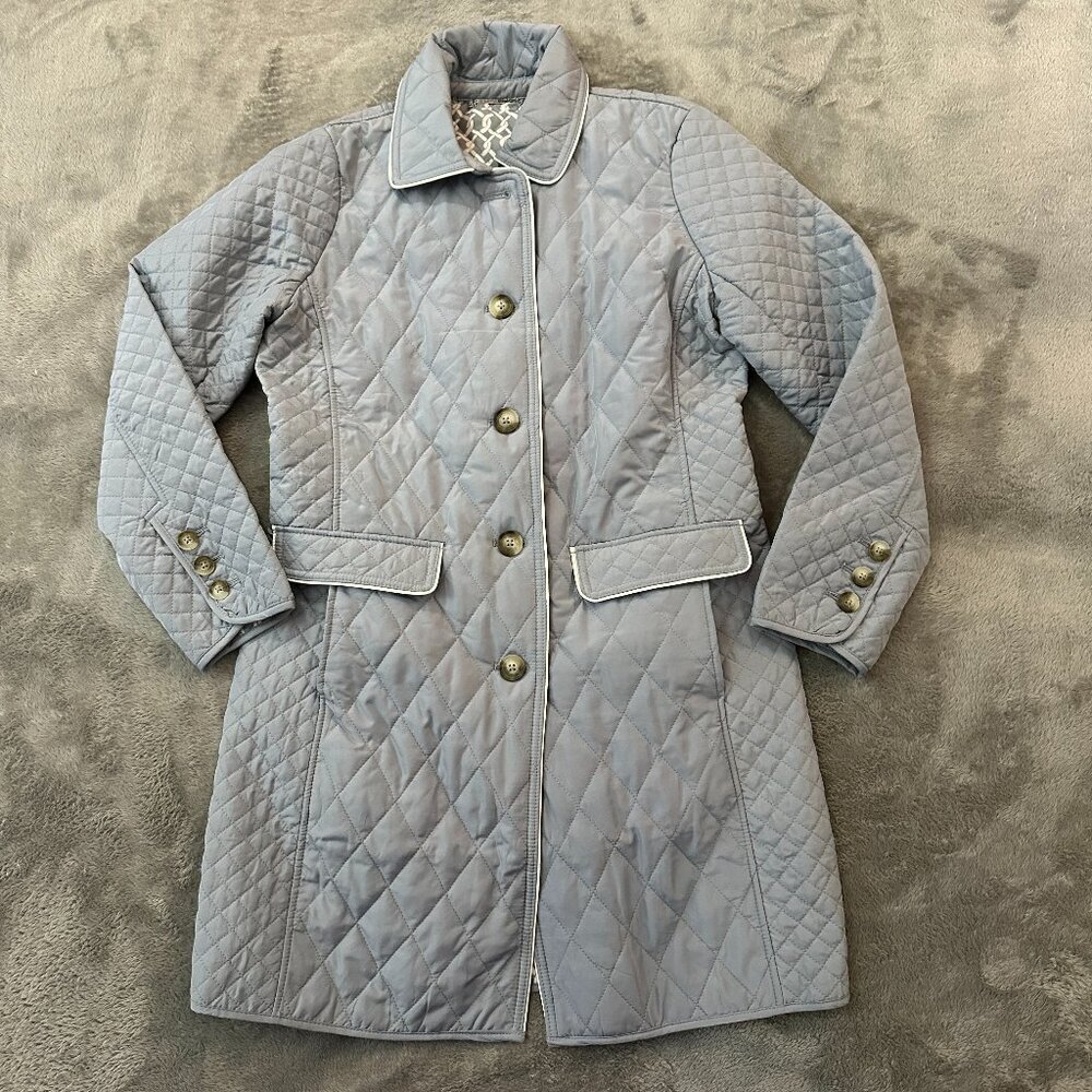 Chico's Quilted Button Chore Barn Jacket Gray Women's size SMALL 4/6